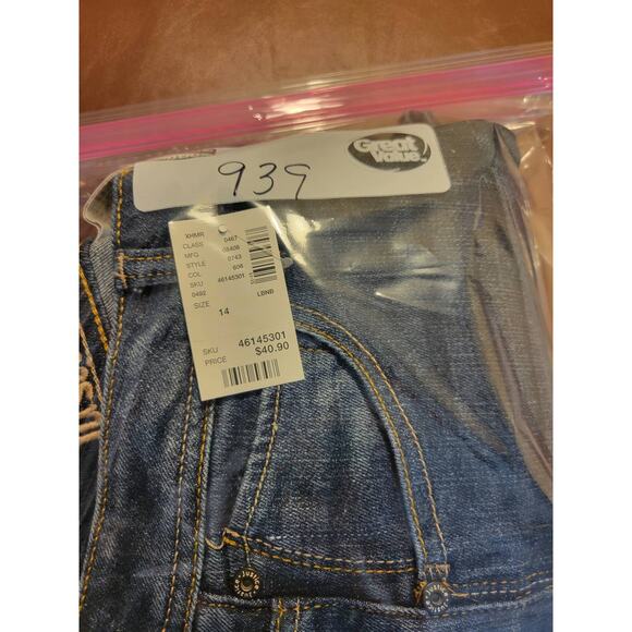 NWT Justice Blue Denim Simply Low Skinny Boot Jeans Junior Size 14R - Picture 10 of 10